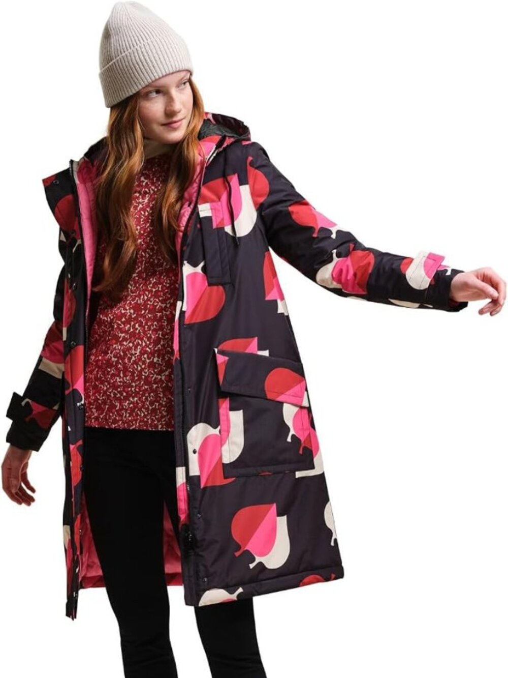 BNWT Orla Kiely Regatta Longer Length Rain Coat Sz XL Shadow Elm Pink